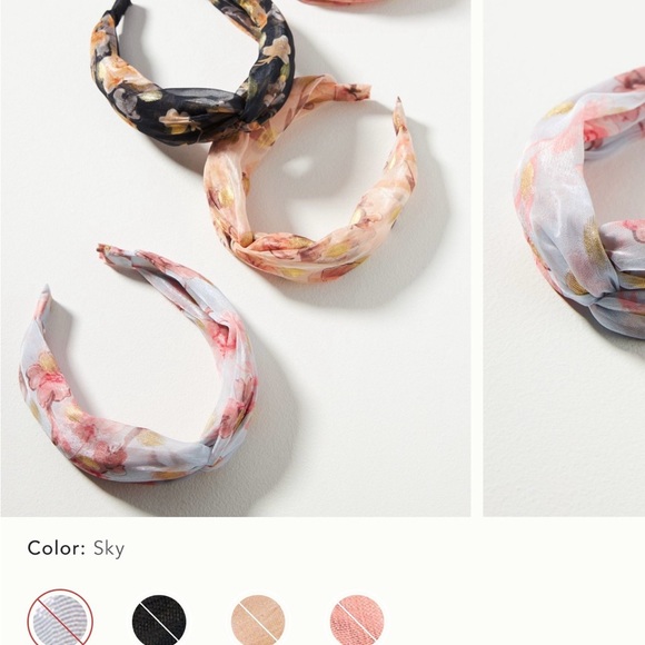 Anthropologie Floral Twist Headband in Light Blue, Pink & Gold NWOT - Picture 3 of 5